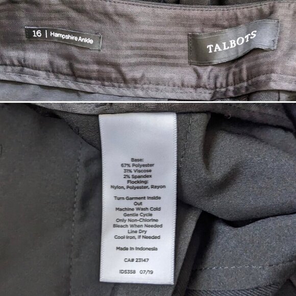 Talbots Hampshire Ankle Pants Black Polka Dot Womens Plus Size 16 Stretch Career - Picture 15 of 15
